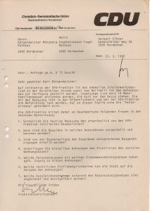 CDU-Anfragen - Reithfelderstraße - Wohnungen auch für den normalen Facharbeiter - Kreiszeitung Wesermarsch vom 26. September 1992