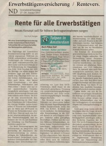 Erwerbstätigenversicherung - Neues Deutschland vom 27.-28. Januar 2007
