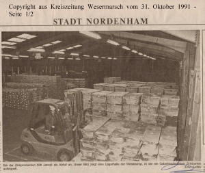 Metaleurop prüft  Alternativen zur Deponierung des Jarositschlamms - Kreiszeitung Wesermarsch vom 31. Oktober  1991 - Seite 1  von 2 Seiten