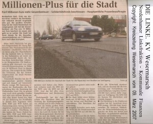 Millionen-Plus für die Stadt - Kreiszeitung Wesermarsch vom 09. März 2007