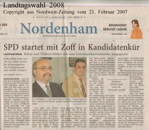 SPD startet mit Zoff in Kandidatenkür - Nordwest-Zeitung vom 21. Februar 2007