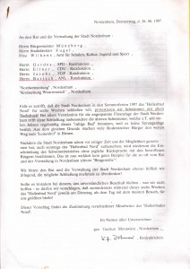 Schließung Hallenbad Nord - Unterschriften-Aktion vom 26. Juni 1997