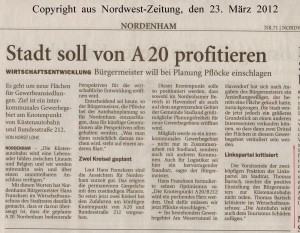 Stadt soll von A 20 profitieren - Nordwest-Zeitung vom 23. März 2012
